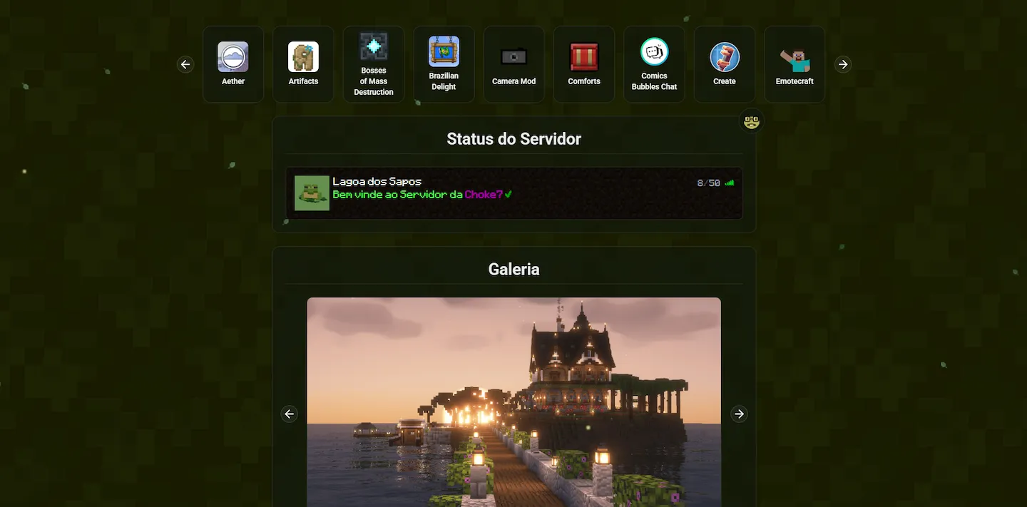 Imagem do projeto: Site para servidor de Minecraft Choke7