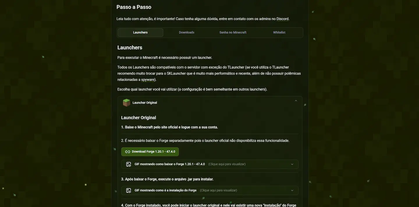 Imagem do projeto: Site para servidor de Minecraft Choke7